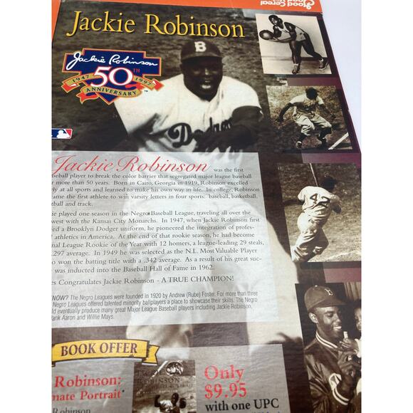 WHEATIES 1997 JACKIE ROBINSON MLB 50TH ANNIVERSARY COLLECTORS FLAT CEREAL BOX - Picture 4 of 4